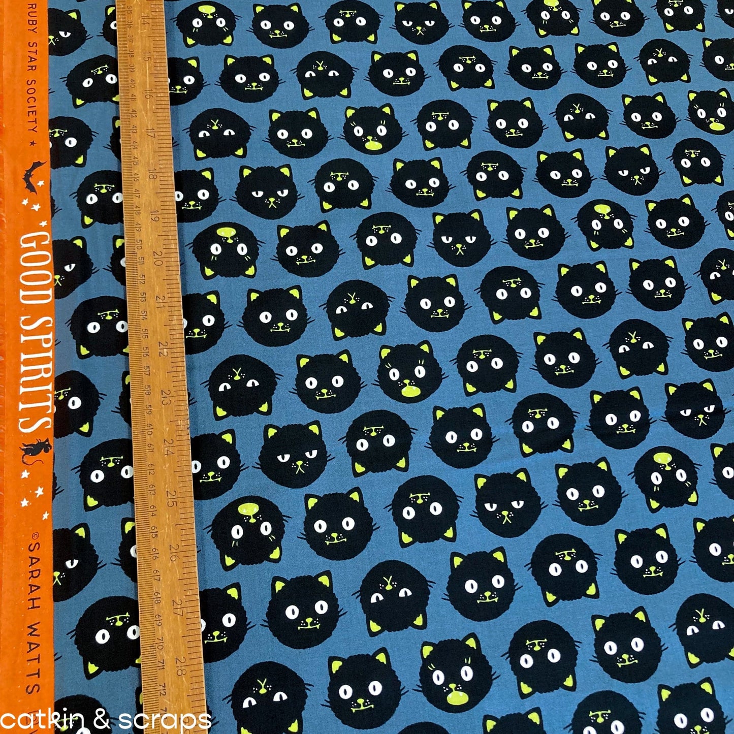Ruby Star Society 'Good Spirits' Quilting Cotton 'Scaredy Cats' in Ghostly - Glows in the Dark!