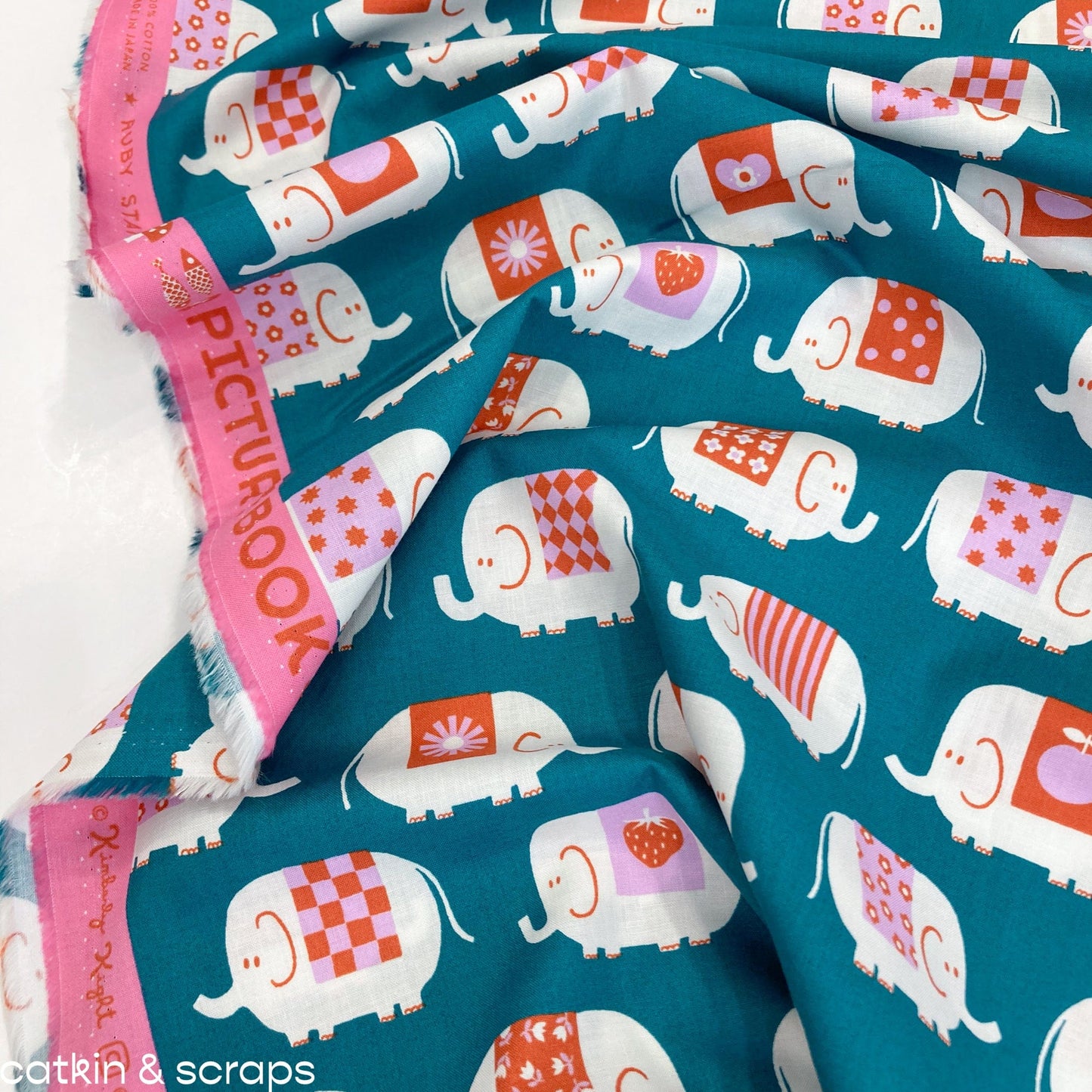 Ruby Star Society 'Picture Book' Quilting Cotton 'Elephants' in Storytime