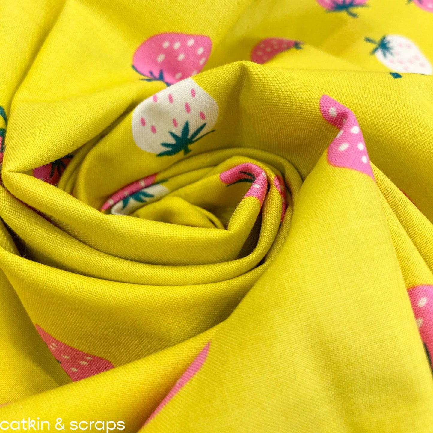 Ruby Star Society 'Picture Book' Quilting Cotton 'Strawberry Toss' in Citron