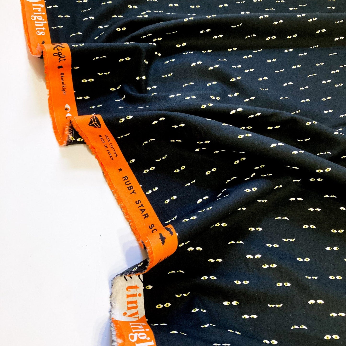 Ruby Star Society 'Tiny Frights' Quilting Cotton 'Creepy Eyes' in Black - Glows in the Dark!