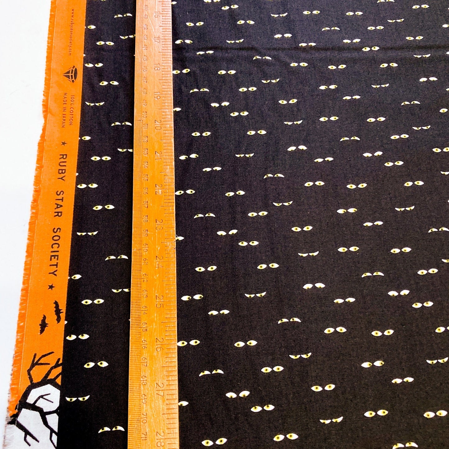 Ruby Star Society 'Tiny Frights' Quilting Cotton 'Creepy Eyes' in Black - Glows in the Dark!