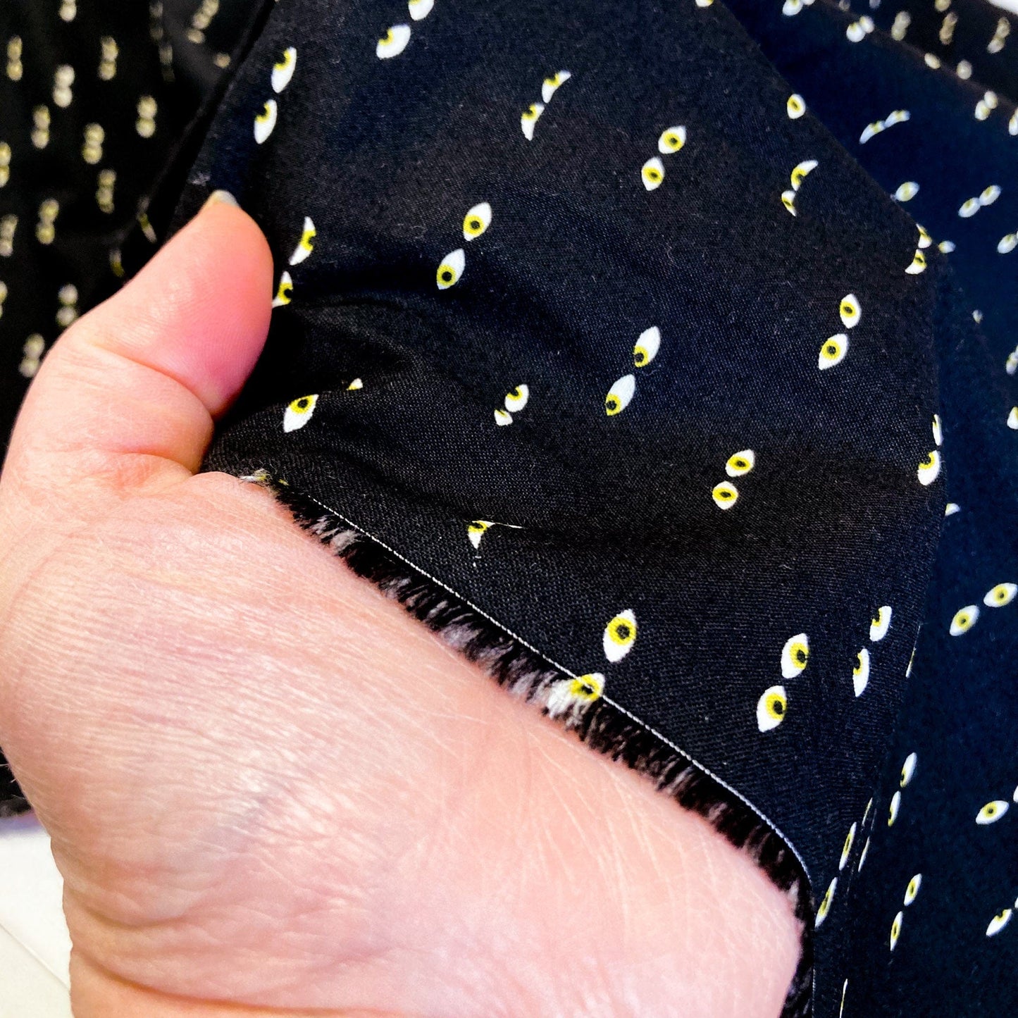Ruby Star Society 'Tiny Frights' Quilting Cotton 'Creepy Eyes' in Black - Glows in the Dark!