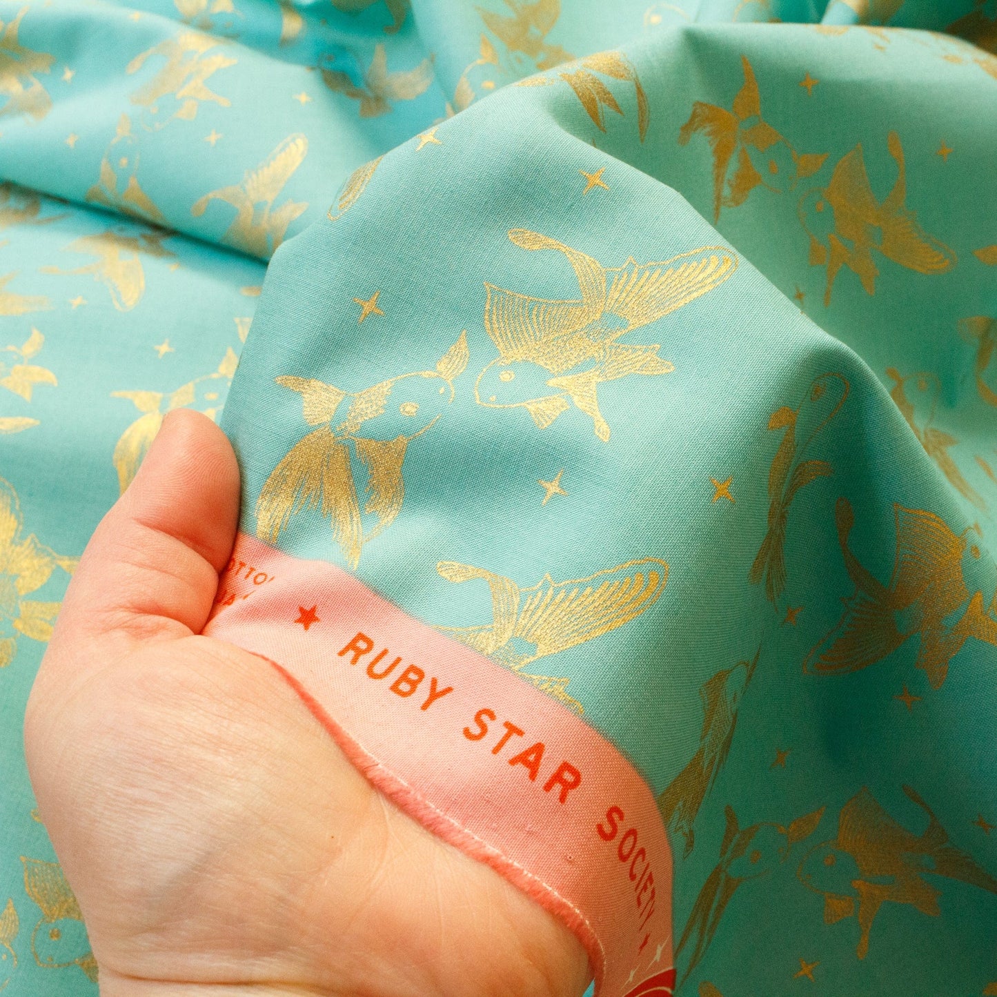 Ruby Star Society 'Curio' Quilting Cotton 'Goldfish' in Succulent