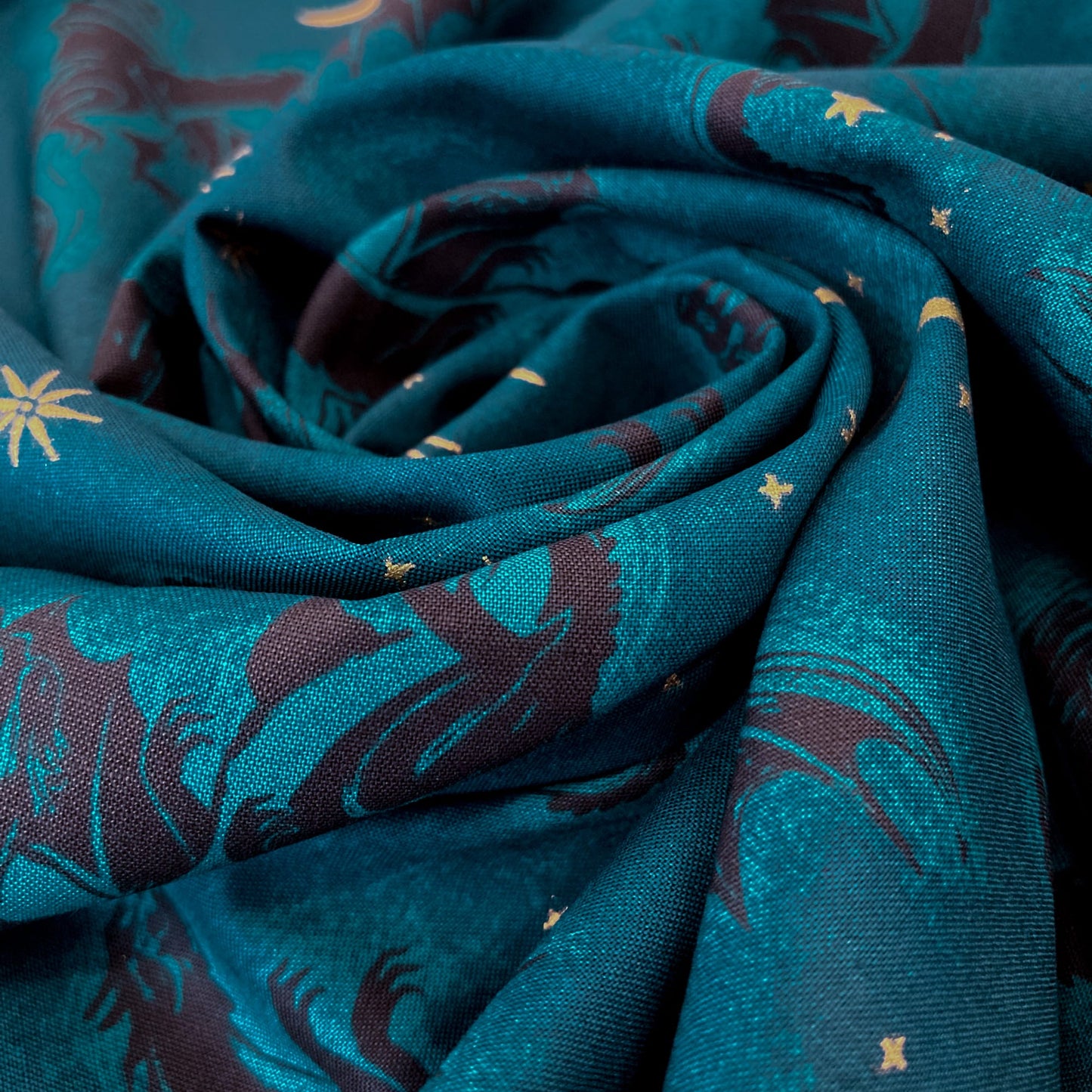 Ruby Star Society 'Fireglow' Quilting Cotton 'Etched Dragons' in Galaxy
