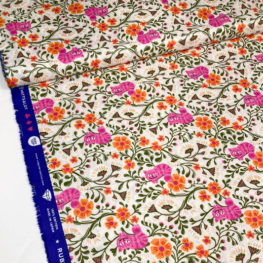 Ruby Star Society 'Hello Alice' Quilting Cotton 'Cheshire' in Shell