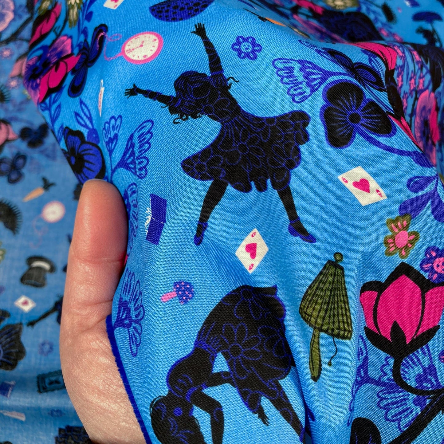 Ruby Star Society 'Hello Alice' Quilting Cotton 'Rabbit Hole' in Lindley Blue
