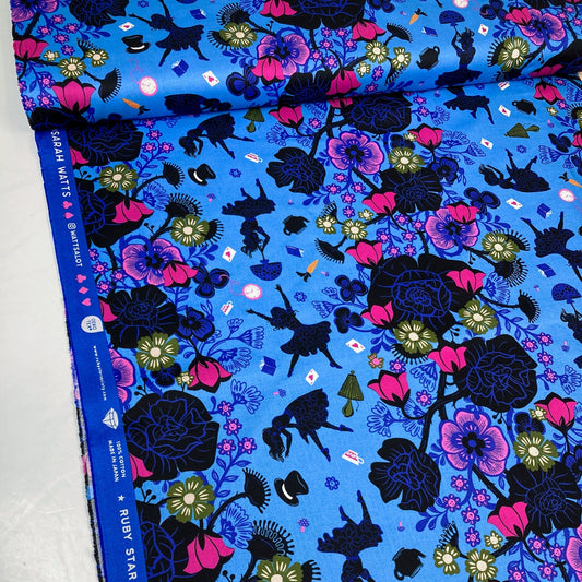 Ruby Star Society 'Hello Alice' Quilting Cotton 'Rabbit Hole' in Lindley Blue