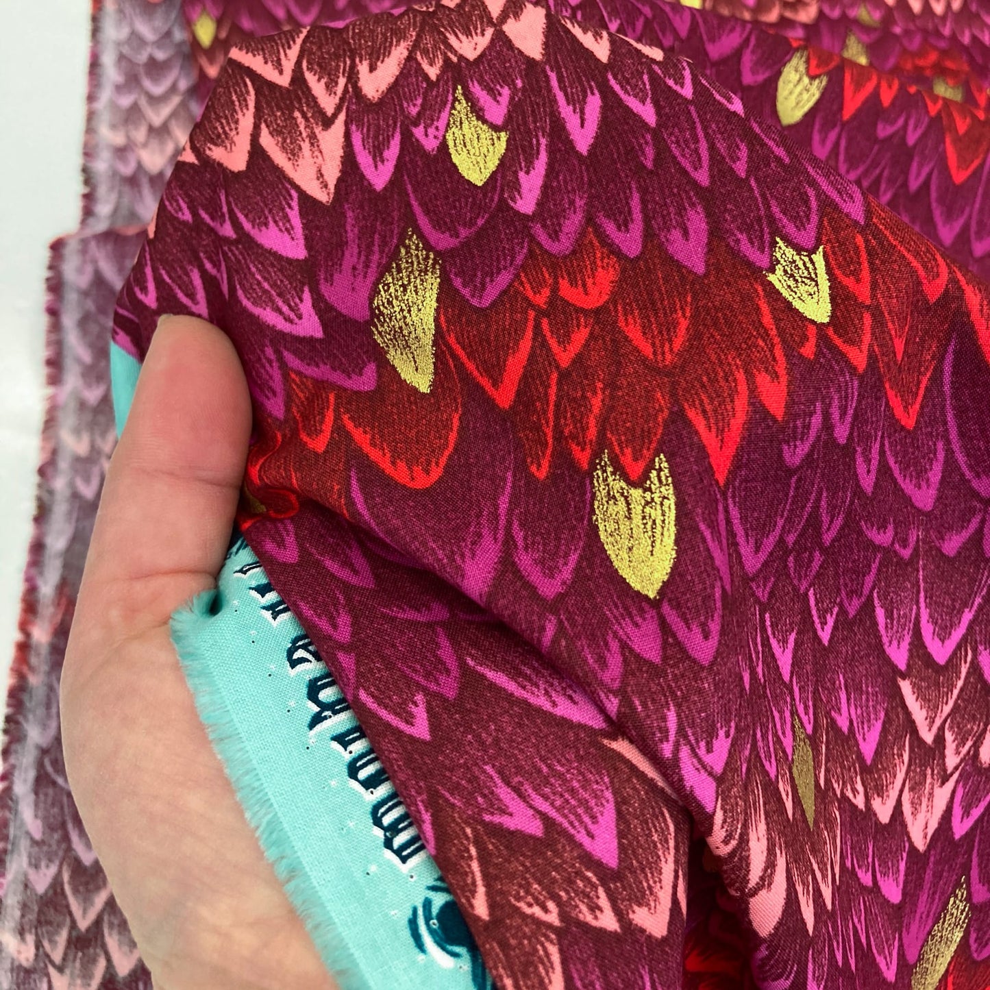 Ruby Star Society 'Fireglow' Quilting Cotton 'Scales' in Rose