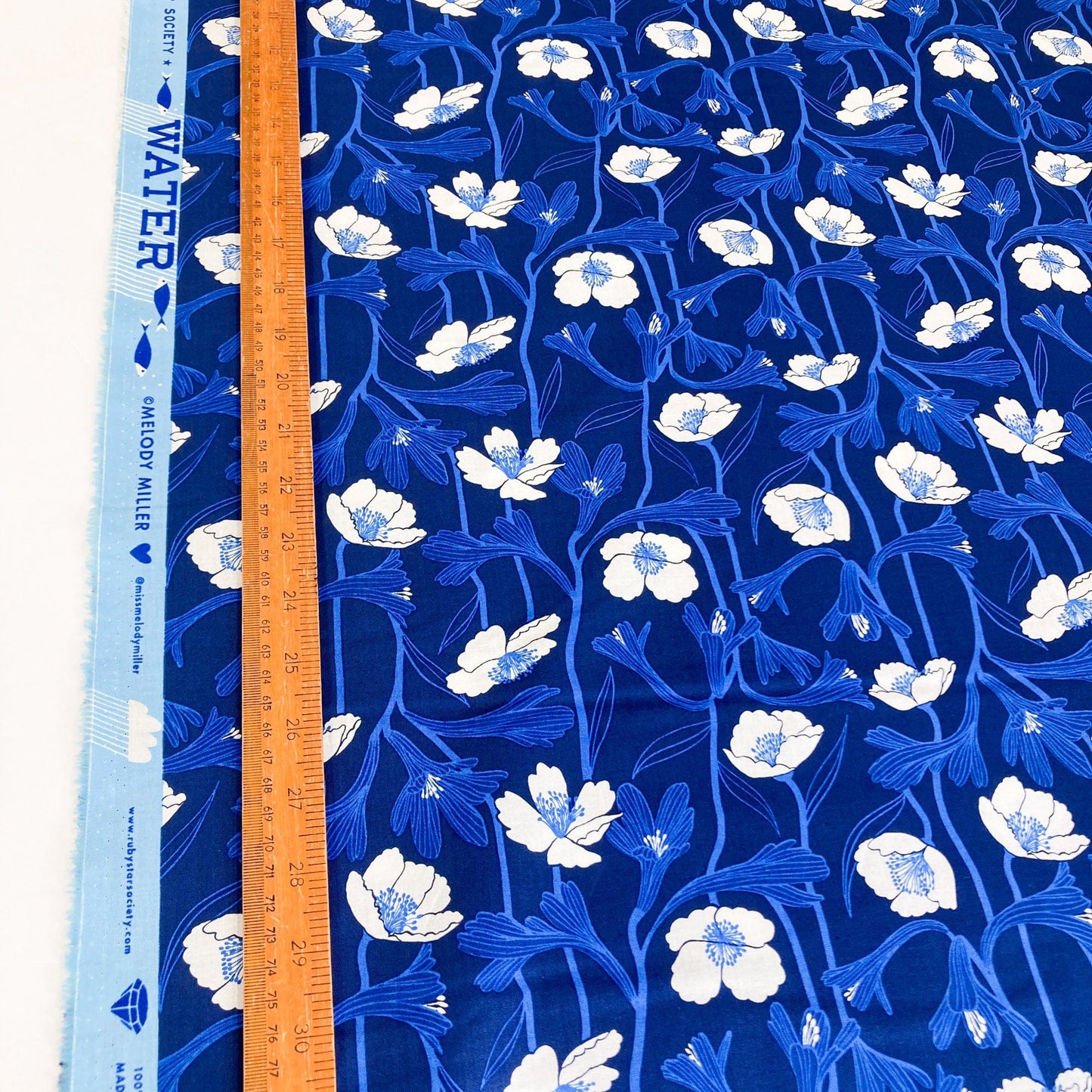 Ruby Star Society 'Water' Quilting Cotton 'Water Flowers' in 'Navy'