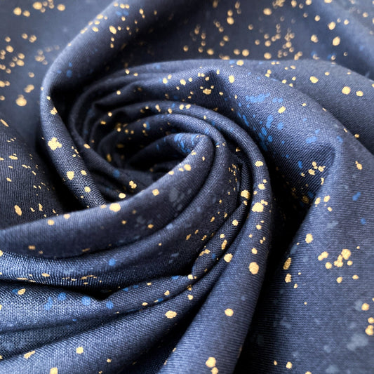 Ruby Star Society 'Speckled' Quilting Cotton in 'Navy' (Metallic)