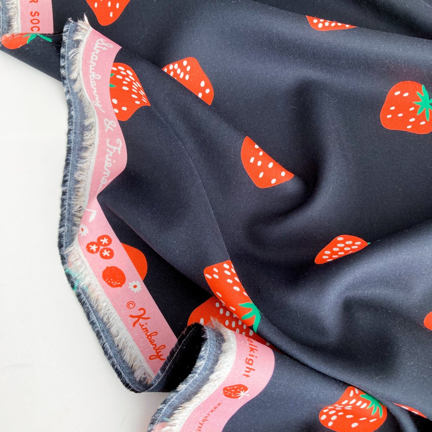 44cm Piece Ruby Star Society 'Strawberry And Friends': Fine Rayon in Black