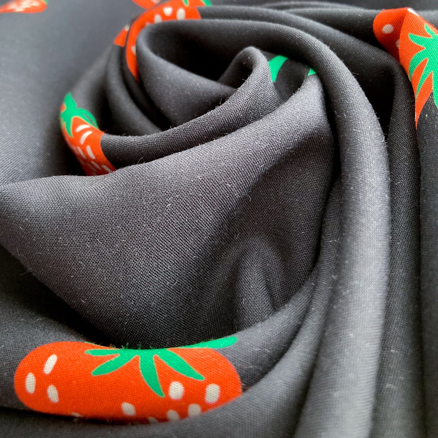 44cm Piece Ruby Star Society 'Strawberry And Friends': Fine Rayon in Black