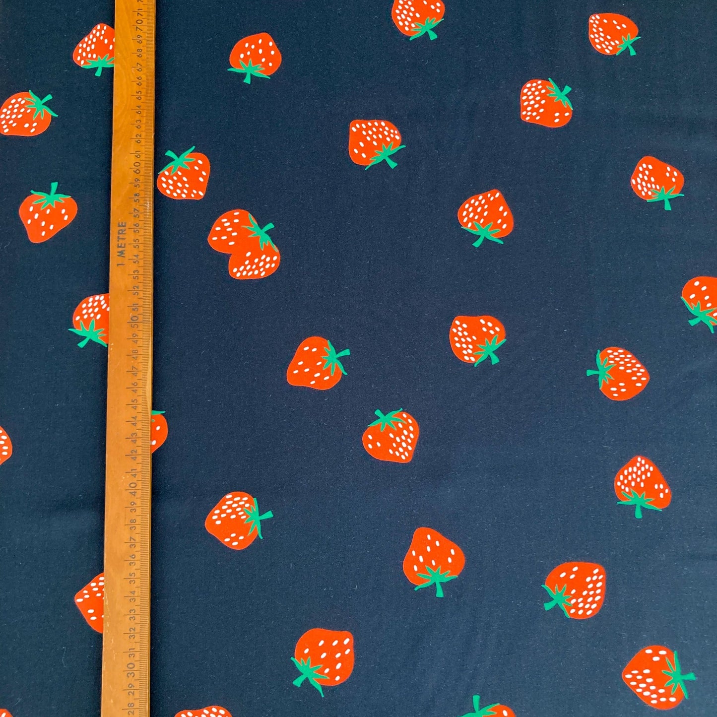 44cm Piece Ruby Star Society 'Strawberry And Friends': Fine Rayon in Black