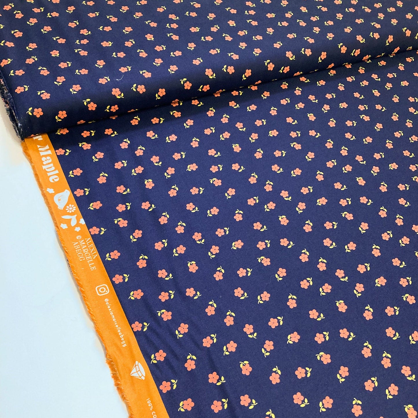 Ruby Star Society 'Sugar Maple' Quilting Cotton 'Petals' in Navy