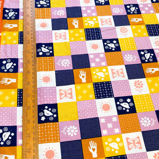 Ruby Star Society 'Sugar Maple' Quilting Cotton 'Songbird Patchwork' in Navy