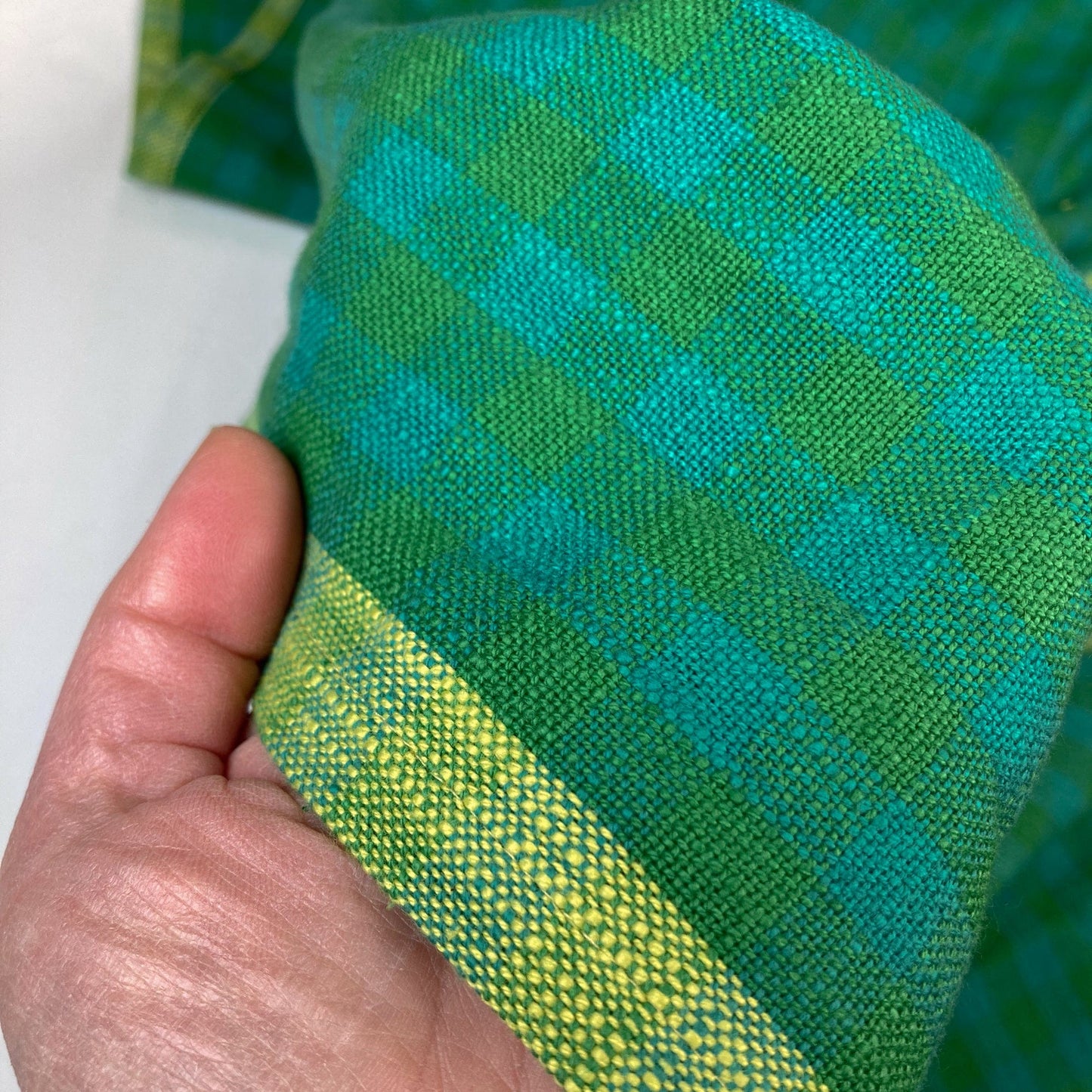 Ruby Star Society Sunshine Toweling 'Small Checkers' in Turquoise