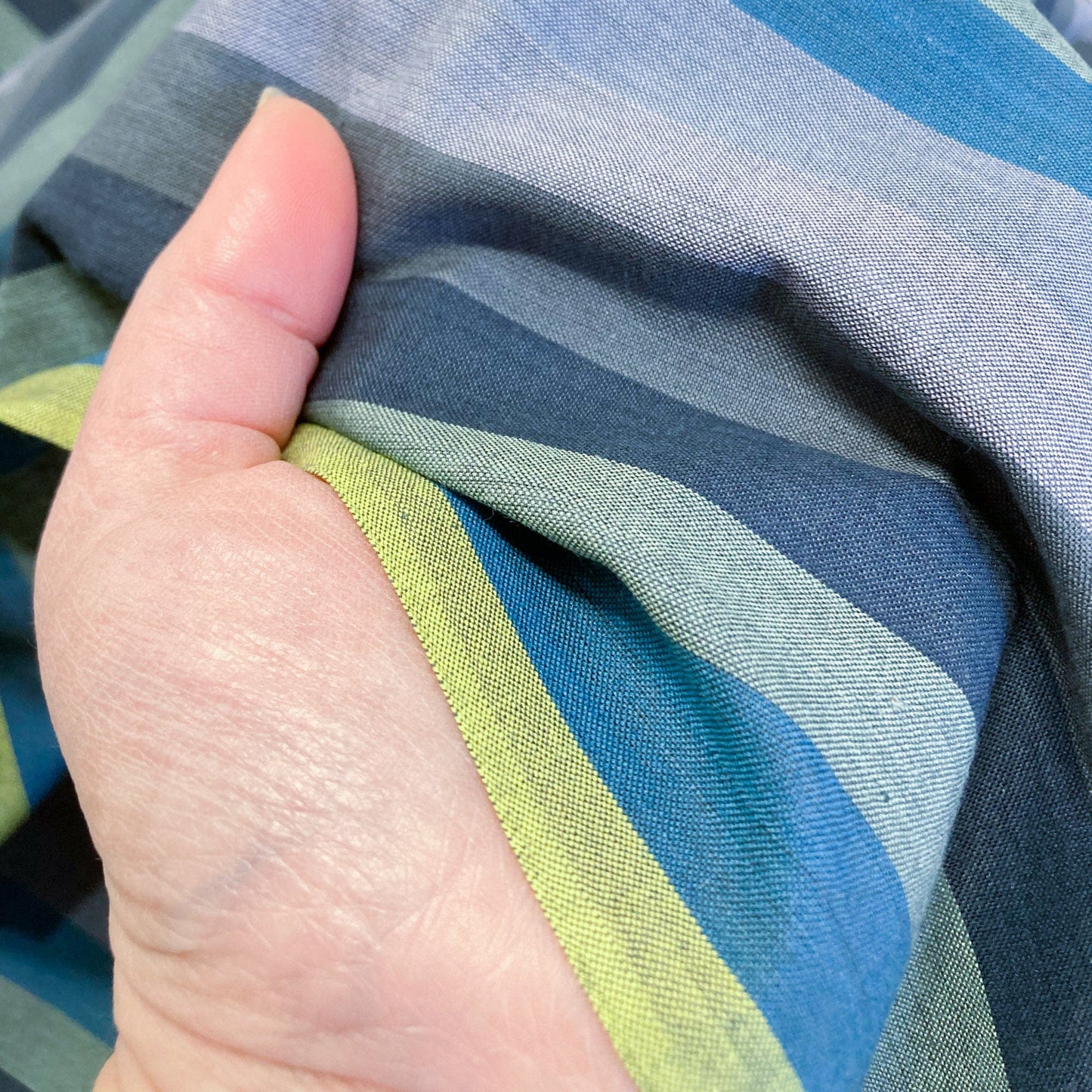 Ruby Star Society 'Moonglow' Warp and Weft Crossweave 'Boardwalk' Stripe in 'Dusk'