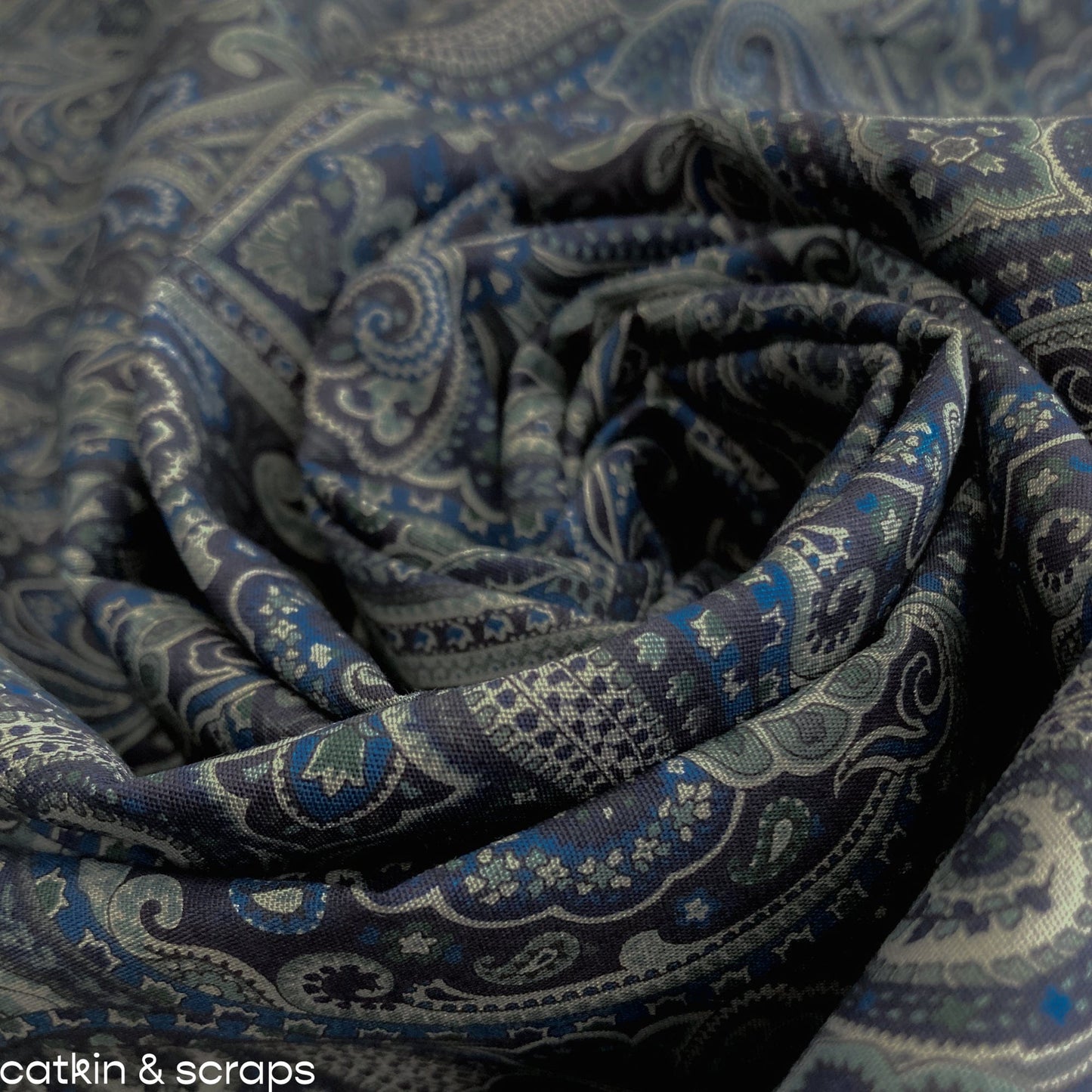 Sevenberry Cotton Broadcloth Paisley in Green