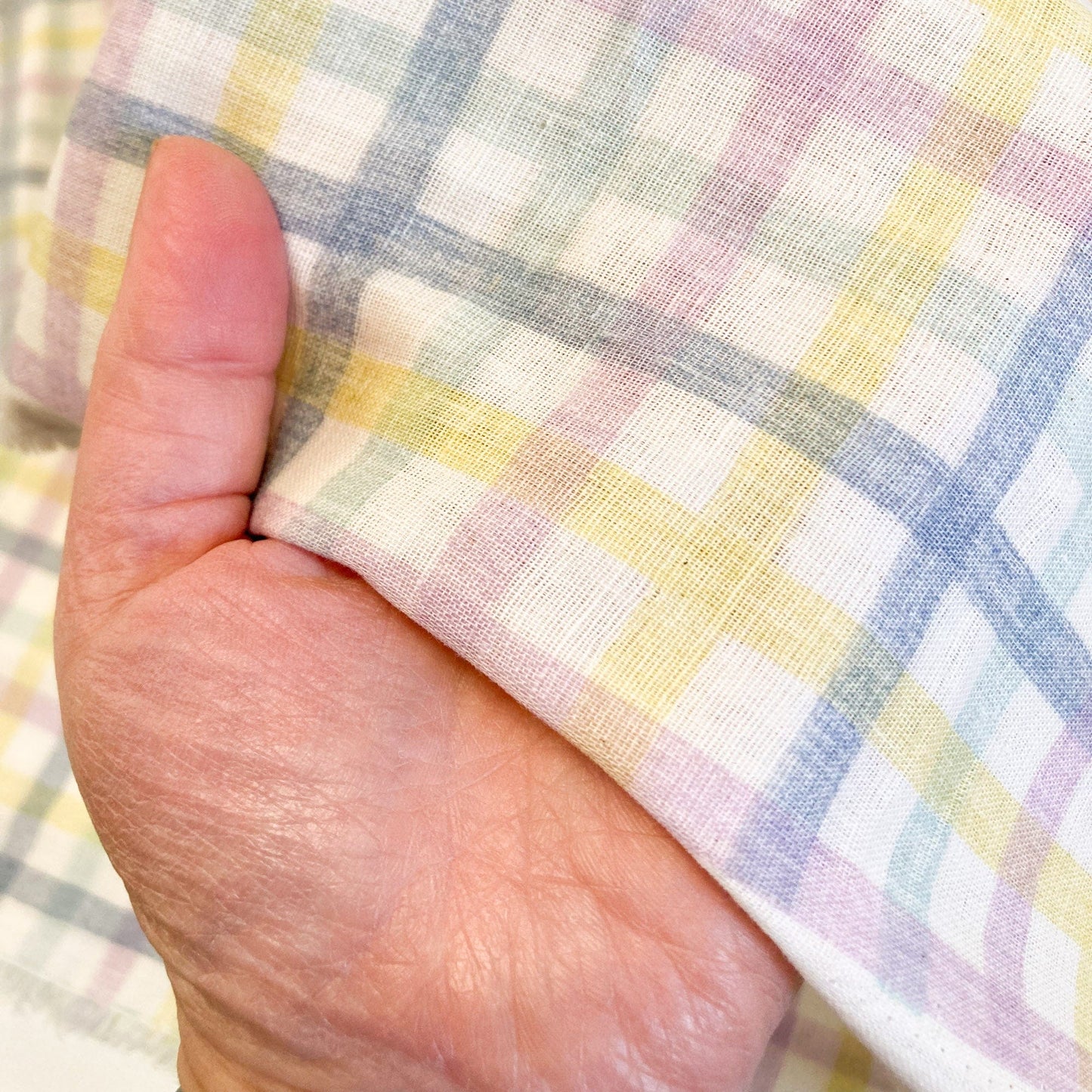 Japanese Cotton Double Gauze with Pastel Check