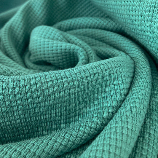 Pure Cotton Waffle Knit in Jade Green