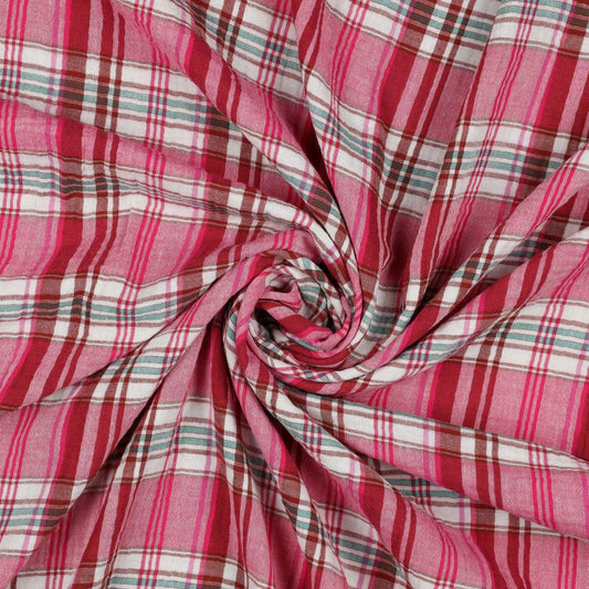 Double Sided Cotton Double Gauze in Pink Check