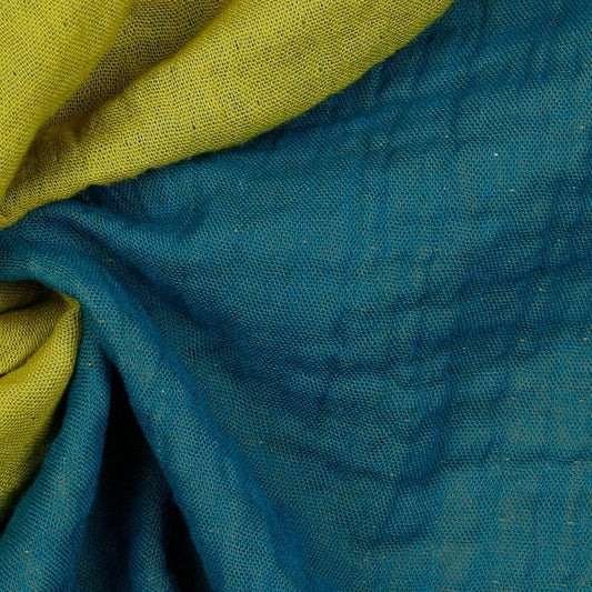 Double Sided Organic Cotton Double Gauze in Teal and Olive