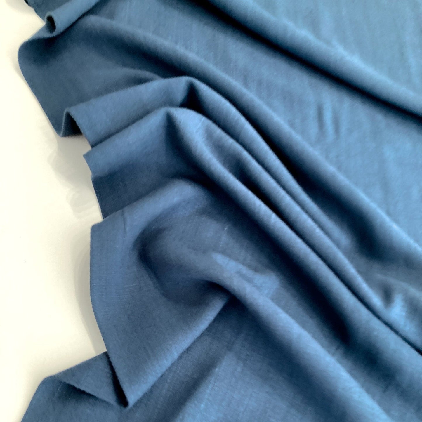 Soft Washed Linen & Viscose Mix in Marine Blue