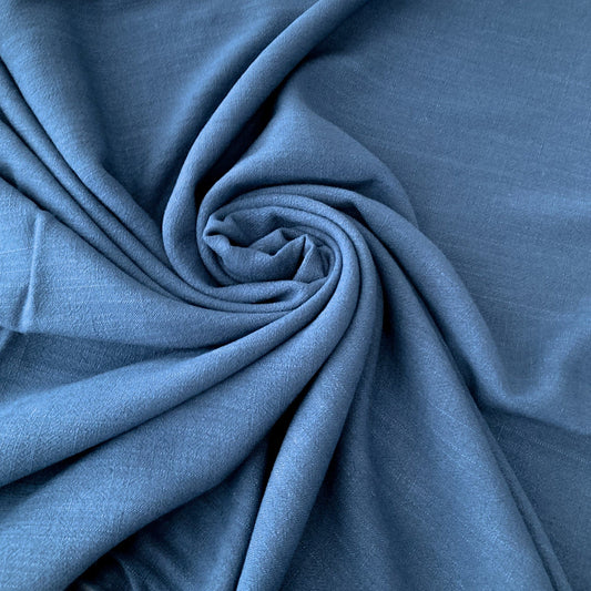 Soft Washed Linen & Viscose Mix in Marine Blue