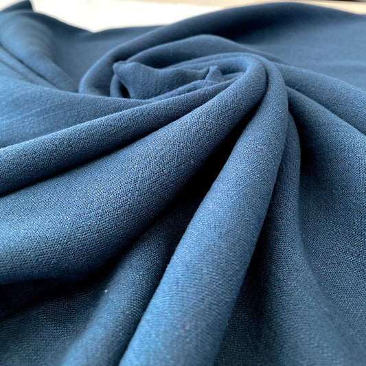 Soft Washed Linen & Viscose Mix in Marine Blue