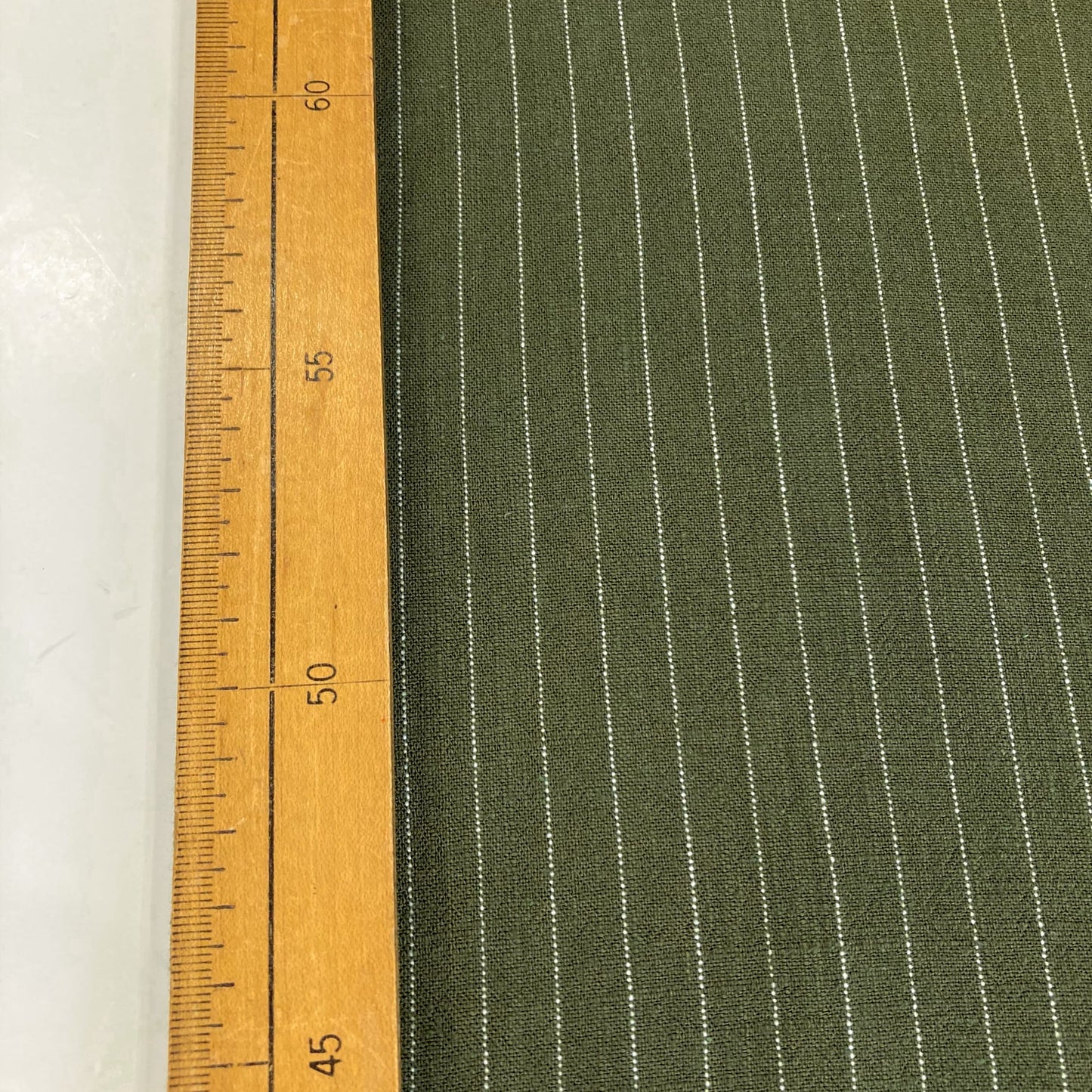 Soft Washed Viscose Linen Slub in Olive Stripe