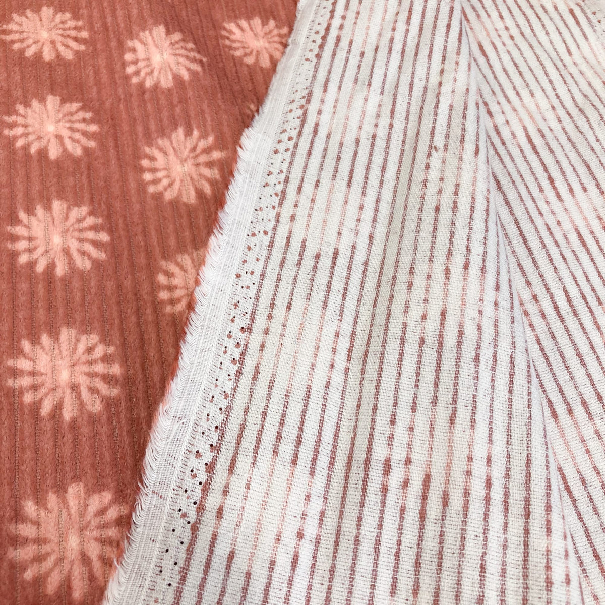 Washed Cotton Jumbo Corduroy with Floral print in Blush
