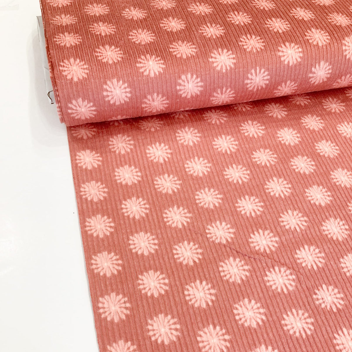 Washed Cotton Jumbo Corduroy with Floral print in Blush