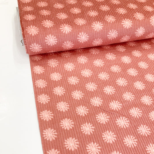 Washed Cotton Jumbo Corduroy with Floral print in Blush