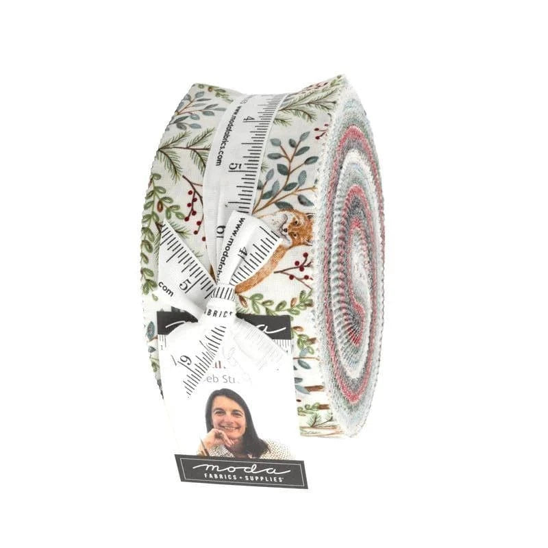 Jelly roll of quilting cotton strips from Moda Fabrics 'Woodland Winter' collection 