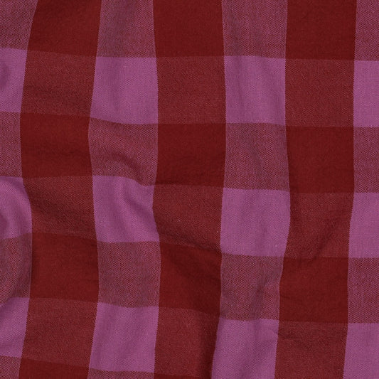 Yarn-Dyed Cotton Gingham in Fuchsia and Red 1" Check