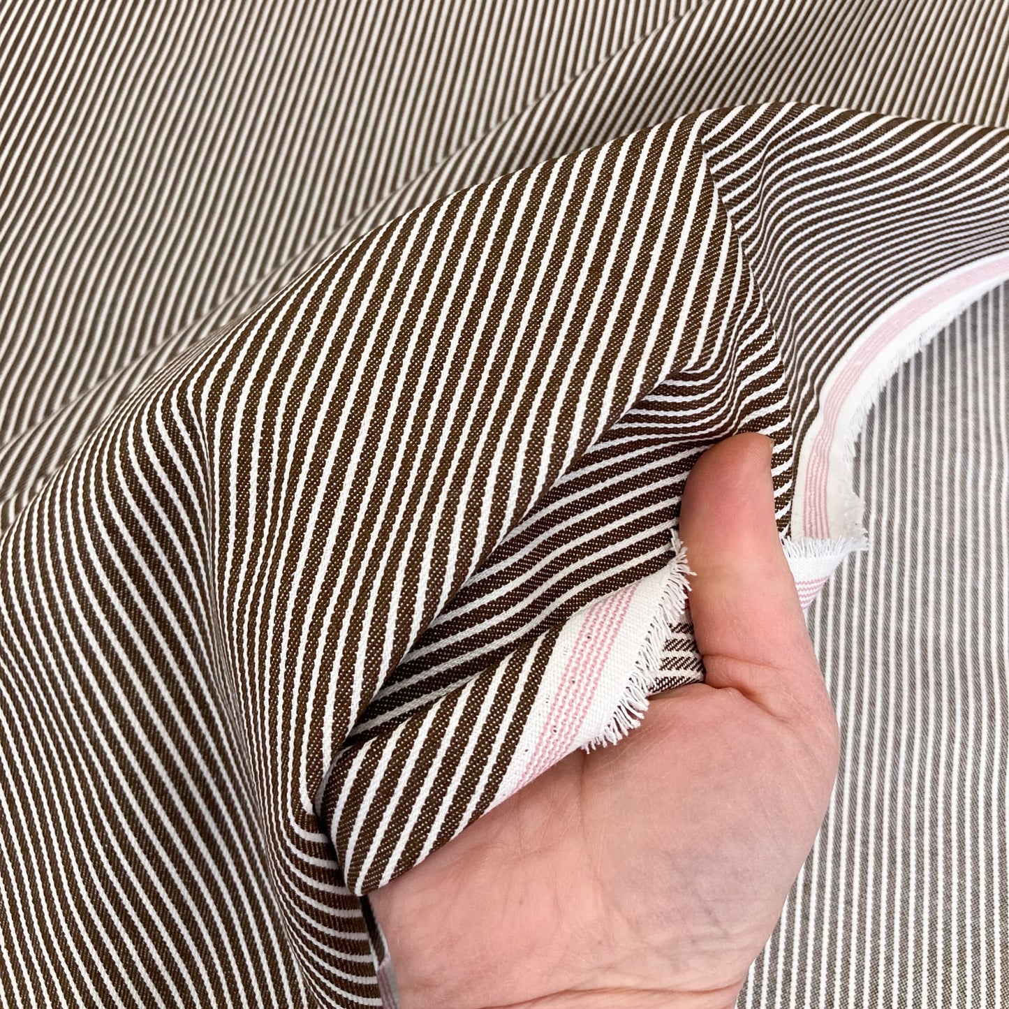 7oz Cotton Denim in Chocolate Stripe