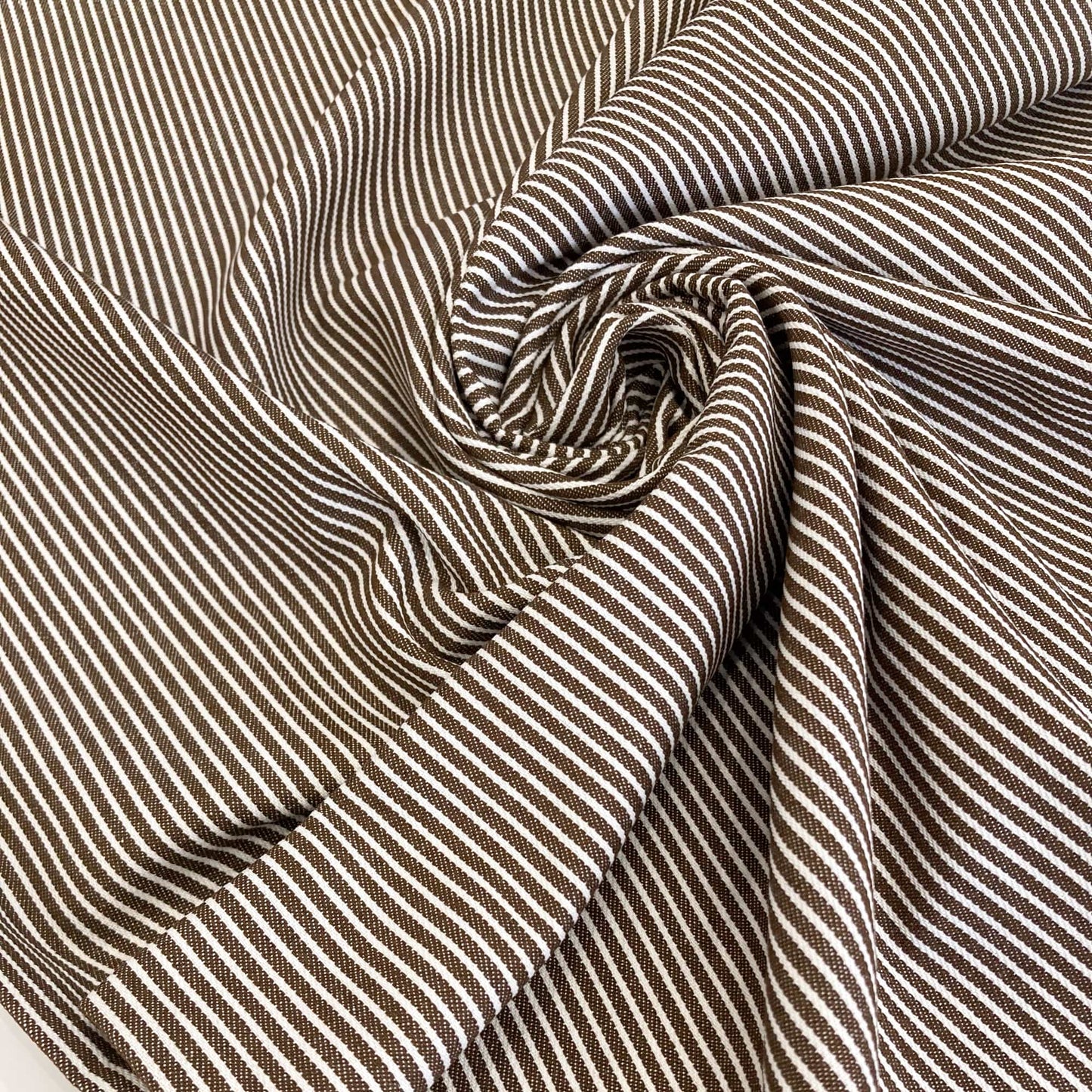 7oz Cotton Denim in Chocolate Stripe