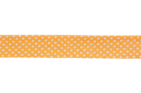 20 mm Cotton Bias Binding in Yellow and White Polka Dot