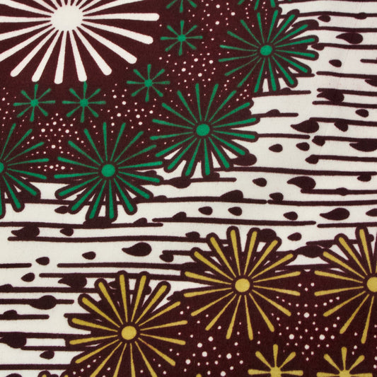 African Wax Cotton Mix Fabric with Large Floral Print
