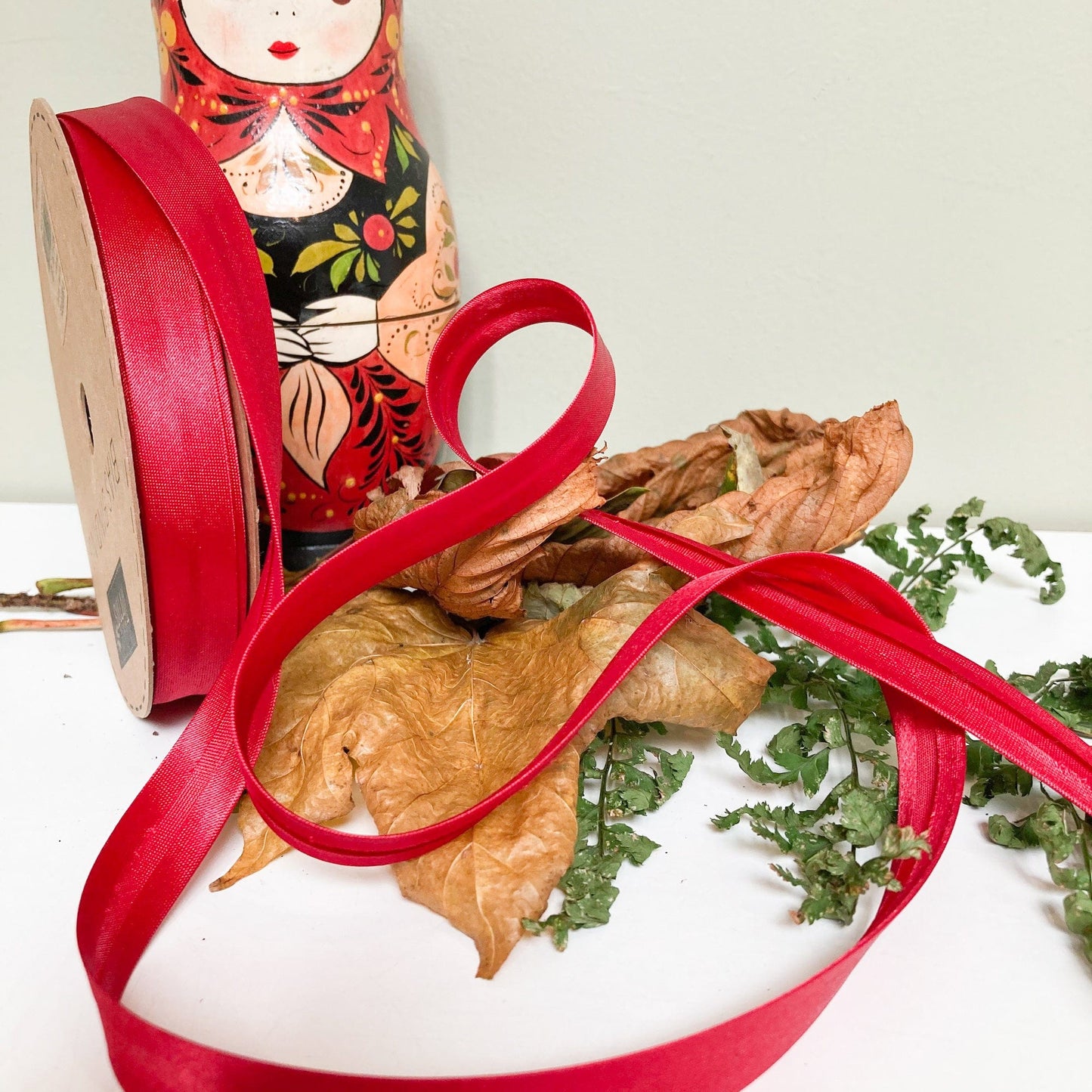 15 mm Satin Bias Binding in Red