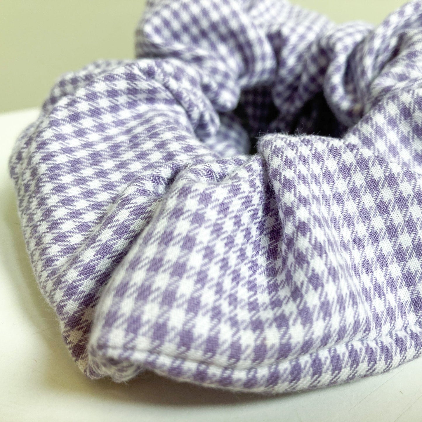 Large Brushed Cotton Scrap Scrunchie - Purple Check