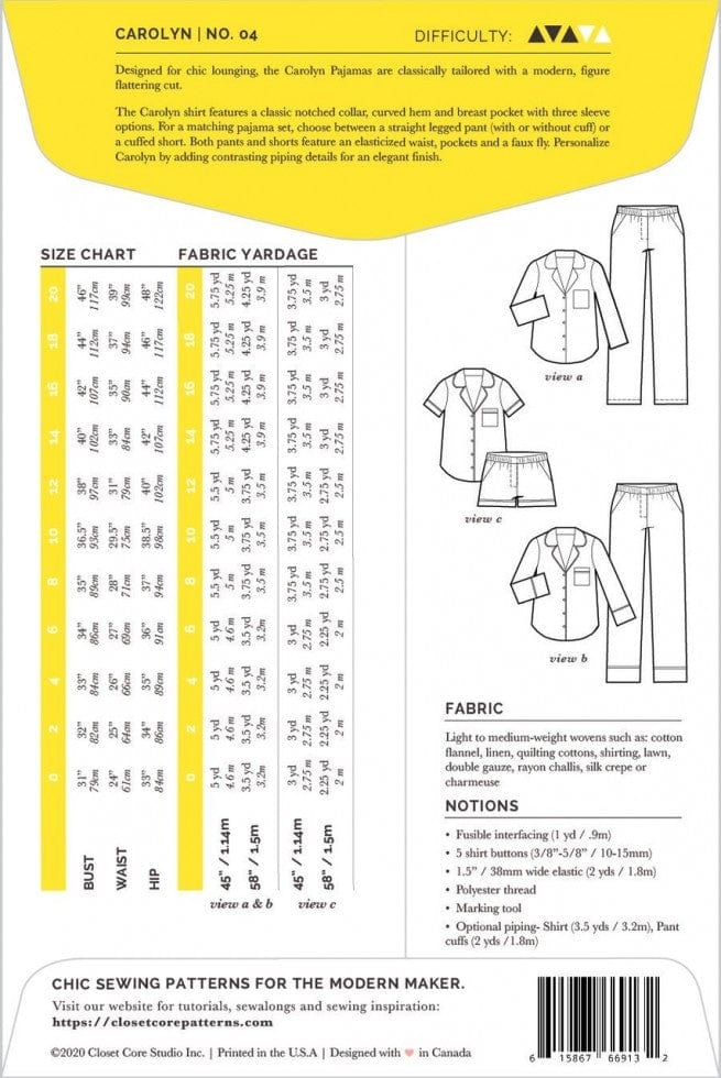 Closet Core Patterns: Carolyn Pajamas