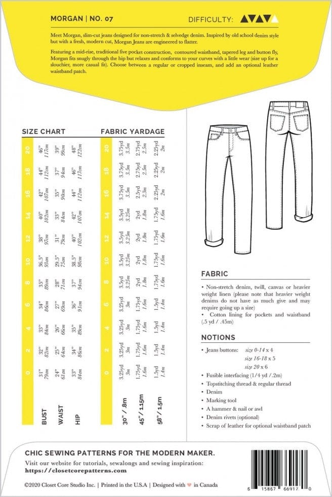 Closet Core Patterns: Morgan Non-Stretch Jeans