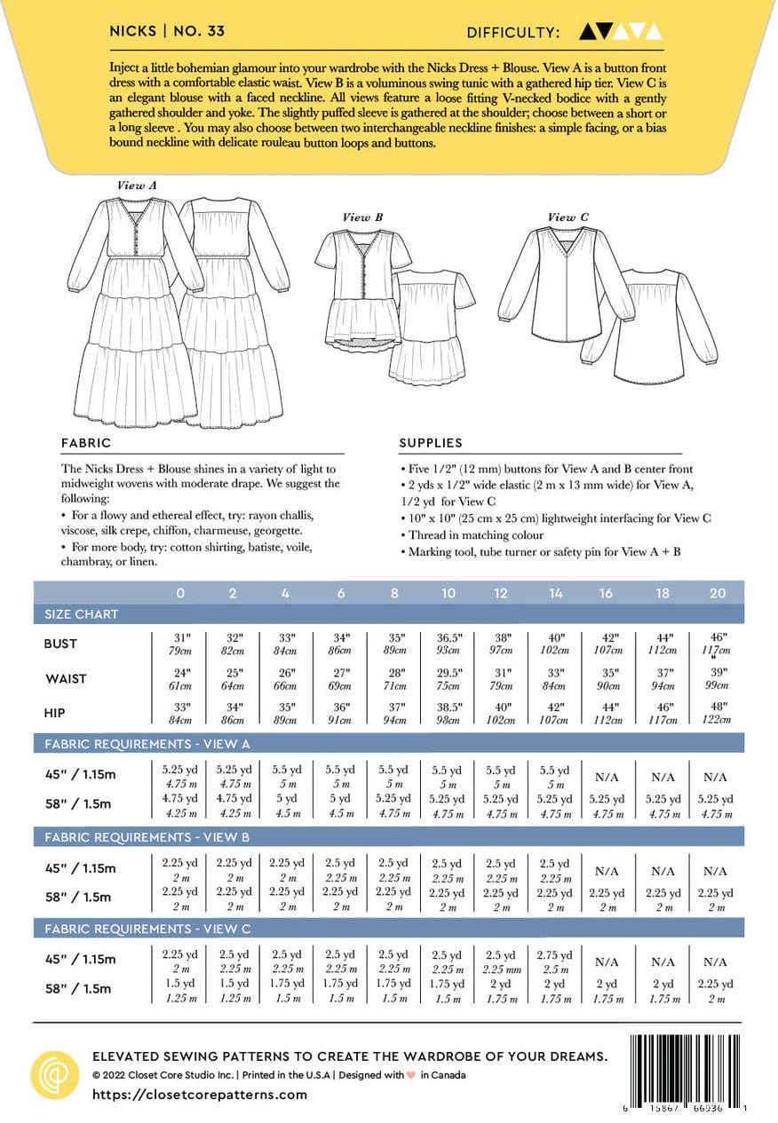 Closet Core Patterns: Nicks Dress & Blouse