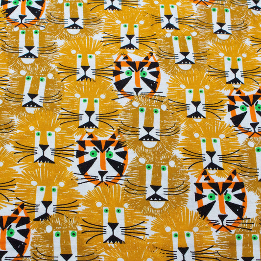 Cloud 9 Organic Quilting Cotton 'Lions' by Ed Emberley