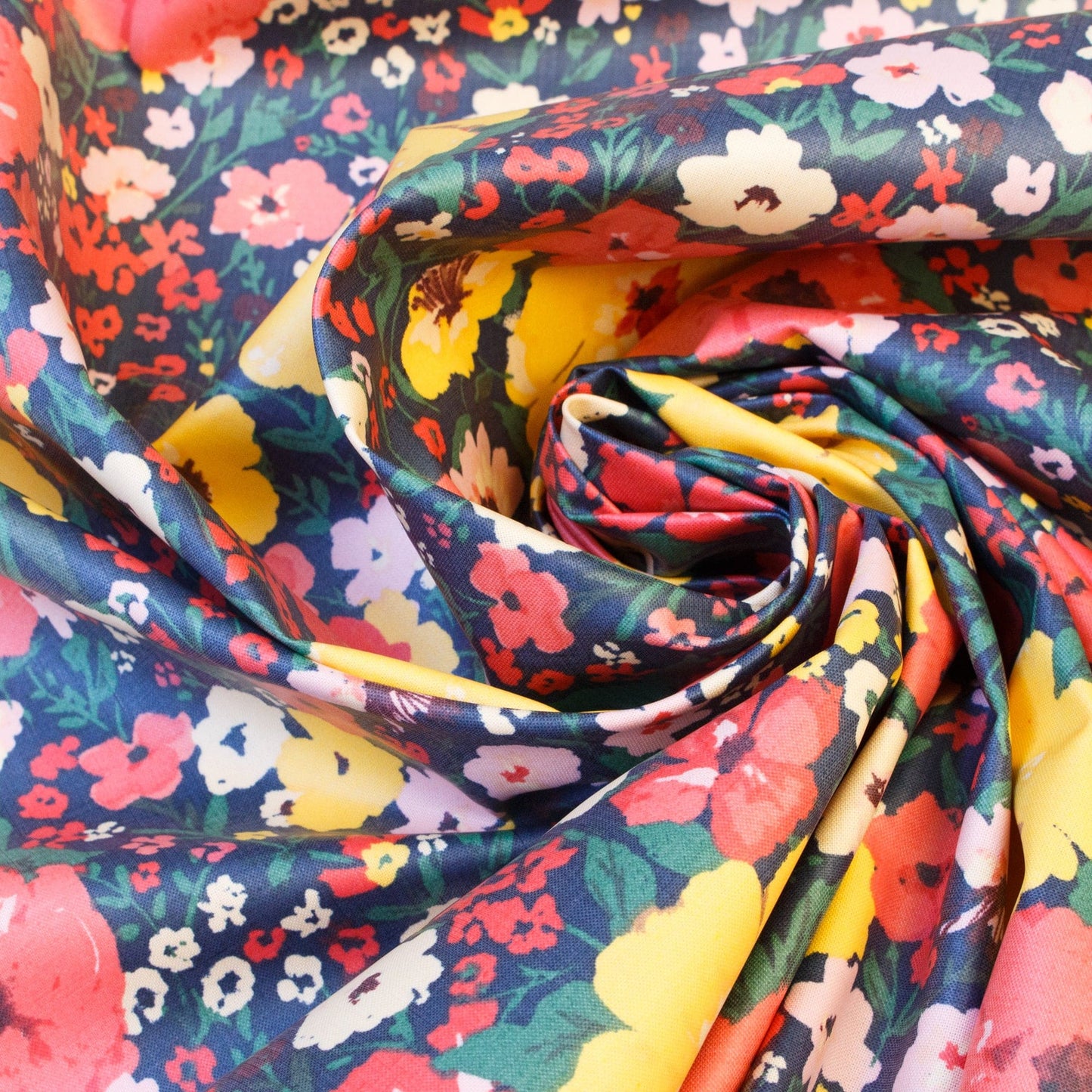 Cloud 9 Organic Cotton PU Laminated Fabric with 'Wild Fields' Floral Print