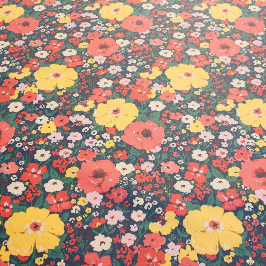 Cloud 9 Organic Cotton PU Laminated Fabric with 'Wild Fields' Floral Print