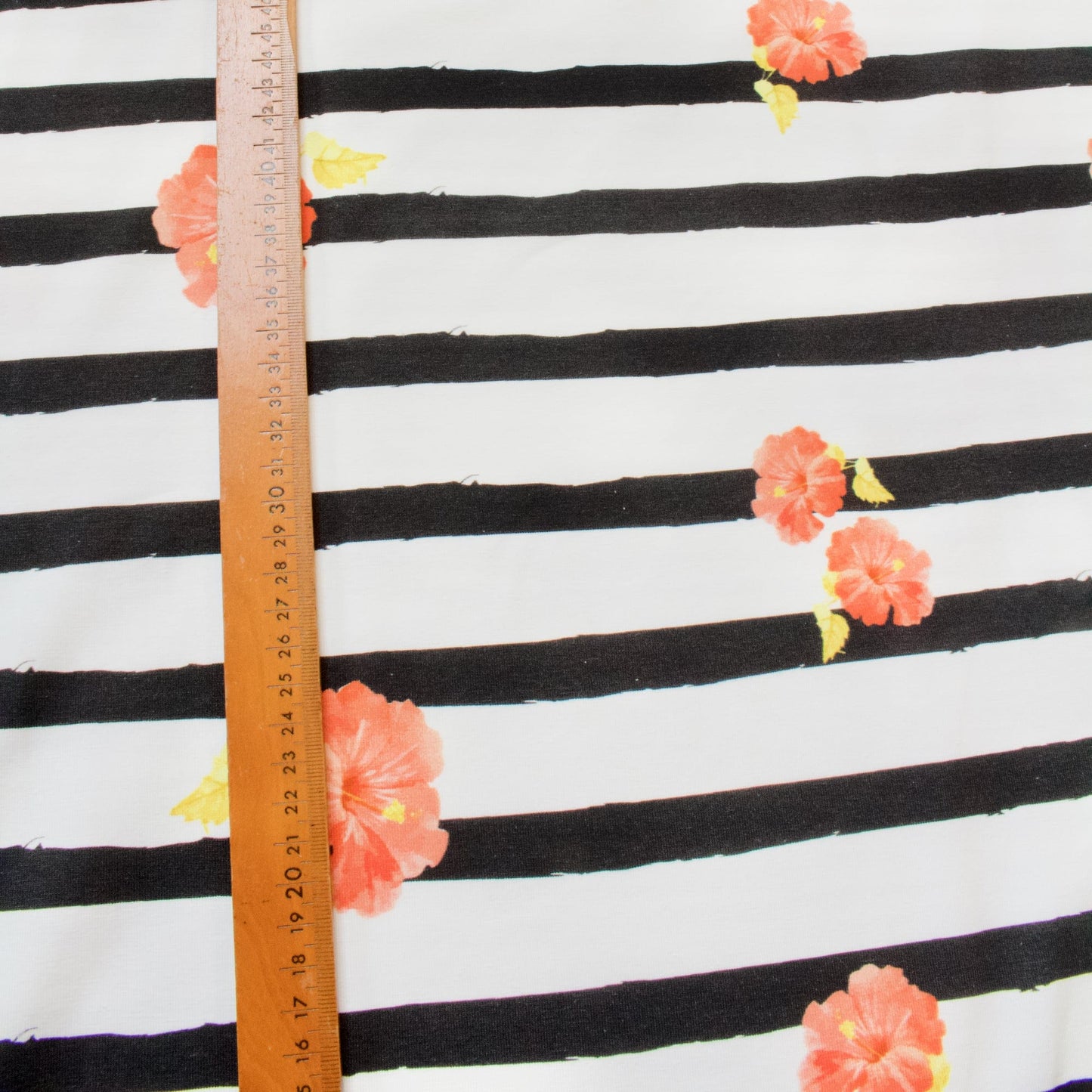 Cotton Jersey with Cow Panel Print and Black and White Stripes