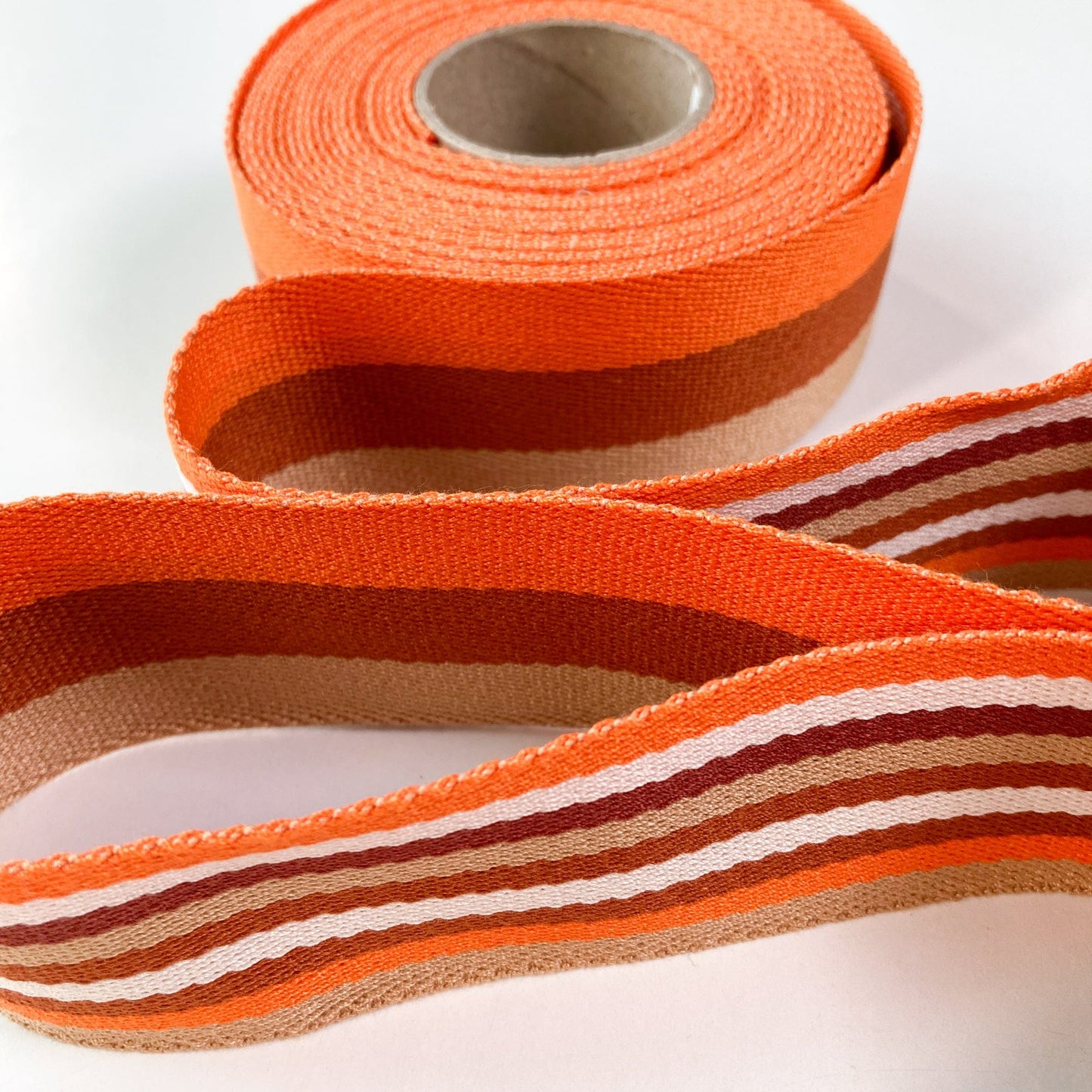 40mm Soft Cotton Webbing Orange Stripe