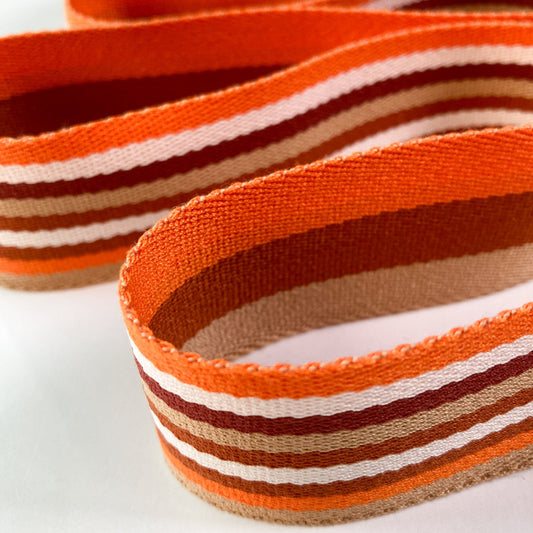 40mm Soft Cotton Webbing Orange Stripe